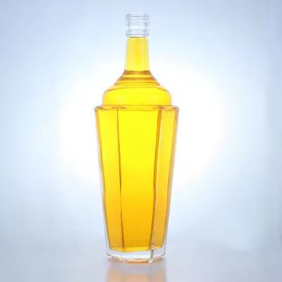 Direct Selling Clear Special Hexagon Bottom Whiskey Brandy Tequila Gin Vodka Glass Bottle
