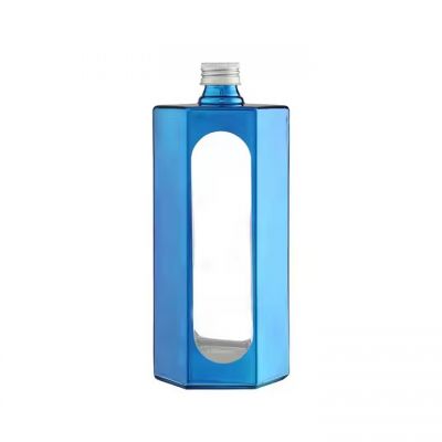 Empty Clear Crystal blue color Spirit Glass bottle Vodka 700ml 750ml Vodka Glass Bottles for Liquor