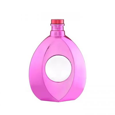 High quality custom made pink color extra flint whisky bottle 500ml 700ml 750ml and 1L empty cork vodka glass bottles for sale