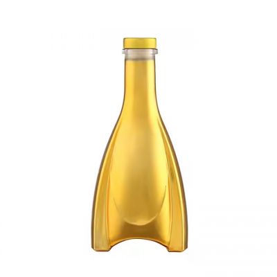 gold color Crystal Spirit Glass bottle Vodka 700ml 750ml Vodka Glass Bottles for Liquor