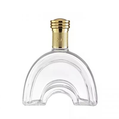 1000ML 0.5l odm oem customized logo transparent gold plating square glass vodka liquor bottle with screw cap
