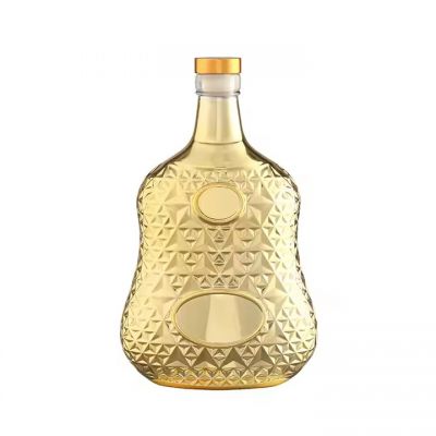Different Types custom design gold color electroplate empty liquor wine glass bottles glass liquor bottle 600ml