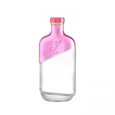 Fancy custom pink liquor bottles 250ml 375ml 500ml 700ml 750ml vodka whisky gin spirit whiskey glass bottle for liquor with cap