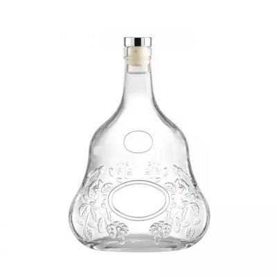 High Quality Transparent Creative Unique Custom Logo Brandy Gin 500 Ml Super Flint Glass Wine Bottle