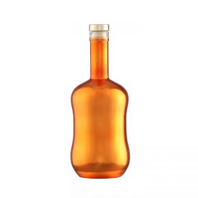 2024 Professional electroplating gold color 500ml 700ml 750ml liquor brandy whiskey glass Spirits bottle with corks