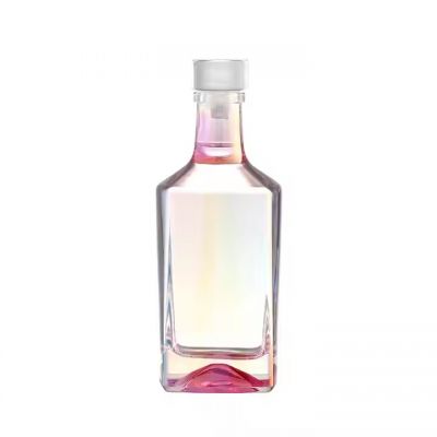 Custom Colored Blue Pink Red Grey Electroplating Brandy Glass Bottle Gold Painting Spirit Wine Bottle
