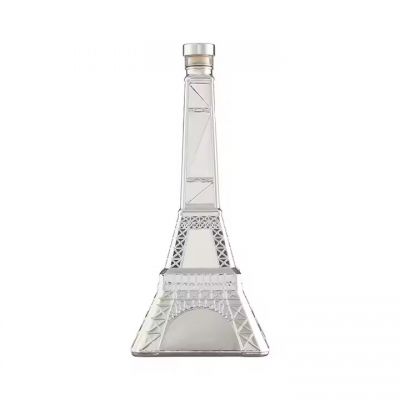unique design eiffel tower shape liquor glass bottle with cap