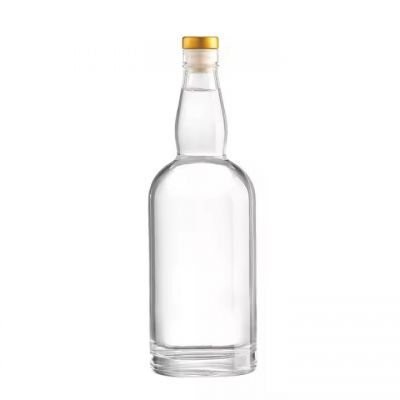 Custom Design Embossed Metal Label Bottle Glass Vodka 500ml 700ml 750ml 1000ml Whiskey Rum Gin Brandy Liquor Drink Bottle 