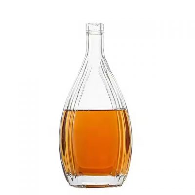 Wholesale 500ml 750ml 1 Liter Round Bottles Glass Empty Vodka Glass Liquor Bottle With Lid