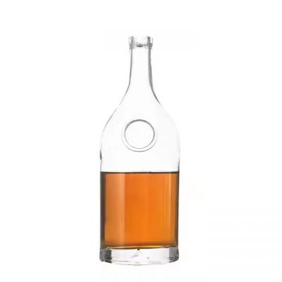 Clear 750ml 1000ml Vodka Bottle Glass Liquor Bottle Frosted with Wooden Cork