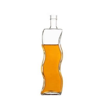 China Factory Customized 500ml clear square empty glass Liquor Spirits Bottles alcohol drinking