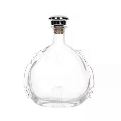 Wholesale Price factory directly custom shape super flint glass empty 750ml 1000ml whiskey brandy rum glass bottle of wine