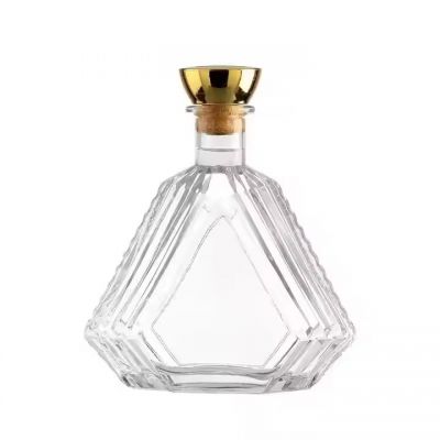Factory custom 750ml clear glass wine bottles white wine bottles packaging flat mouth triangle empty wine bottles