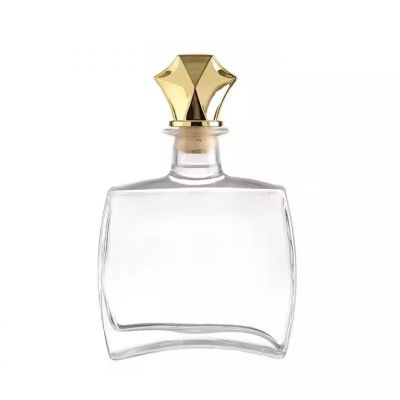 Factory wholesale 750ml square transparent glass bottle with cork