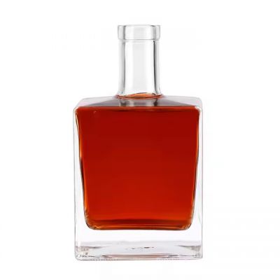 Custom Square 750ml Fruit Wine Empty Glass Bottle Whiskey Vodka Brandy Rum Gin Glass Bottle