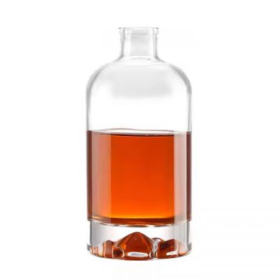 Promotion flint transparent frosted printing 500ml 750ml empty glass bottle 500ml Boston glass wine bottle
