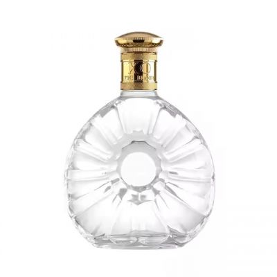 Design Unique 500ml 700ml Clear Round Shape gin whisky glass bottle Flint Glass Wine Bottle