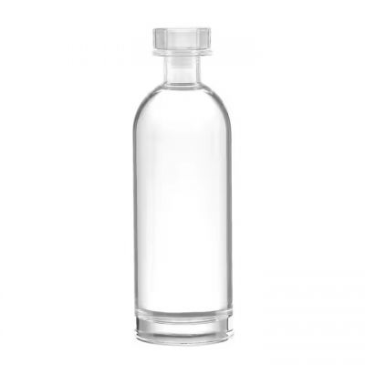 Embossed customized logo 750ml extra flint vodka tequila spirit transparent glass bottle with screw top