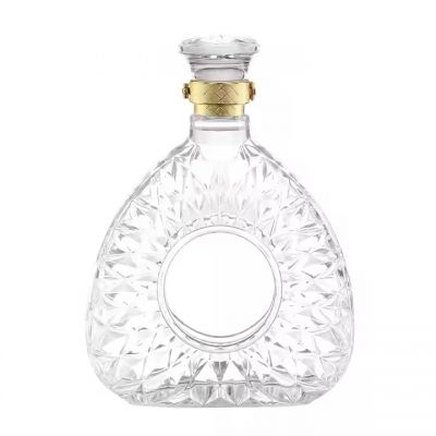 Customized special shaped glass bottles wholesale Whiskey Gin Spirits Vodka Bottles with stoppers