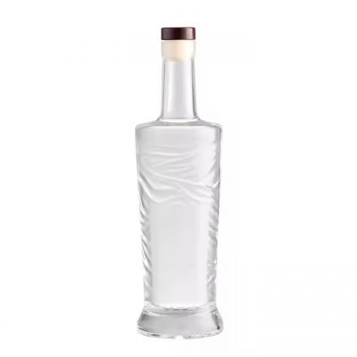 Transparent Flat Round Glass Bottle 500ml 700ml Whiskey Brandy Xo Wine Glass Bottle