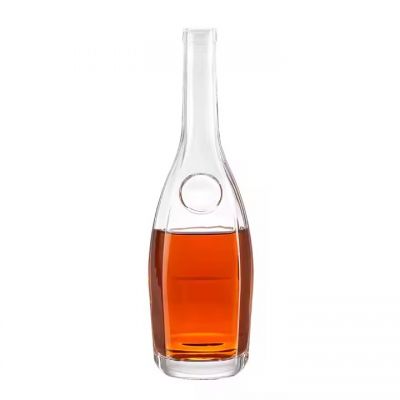 Glass bottle supplier 500 ml 750 ml liquor bottle circular shape glass bottle with cork for liquor