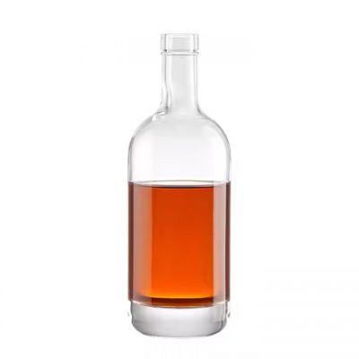 High quality super flint round 750ml whisky tequila vodka OEM cork top glass bottle