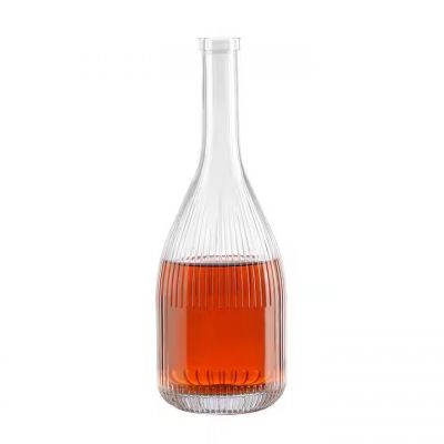 Customized 750ml silkscreen printing logo extra flint transparent spirits liquor vodka brandy whisky glass wine bottles