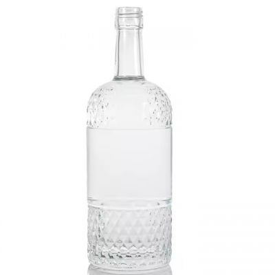 Wholesale Free sample Exquisite Unique Design Shaped 750ml Clear Gin Vodka Ice Wine Glass Bottle with corks