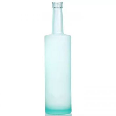 Crystal blue round glass 750ml 700ml liquor/tequila/spirit/whiskey/brandy/rum bottle