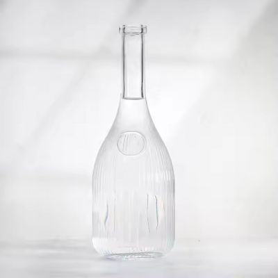 Wholesale 750ml Long neck Engrave Rum Whisky Vodka Spirit Liquor Glass Bottle with cork