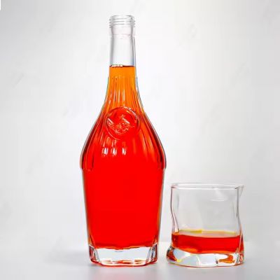750ml Round Spirits Bottle 700ml Gin Whiskey Vodka Glass Bottle Brandy Rum Support Custom Design Transparent High Quality