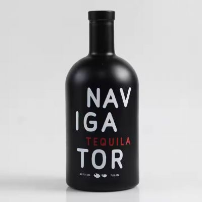 200ml 375ml 500ml 700ml 750ml 1000ml Round Gin Glass Bottle For Sale Black Spray Screen Printing Design Customized