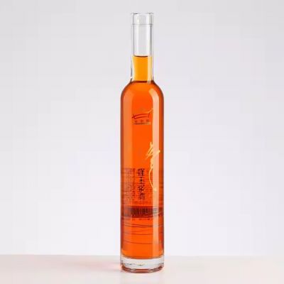 China factory hottest sell luxury flat 375ml vodka bottle with cork