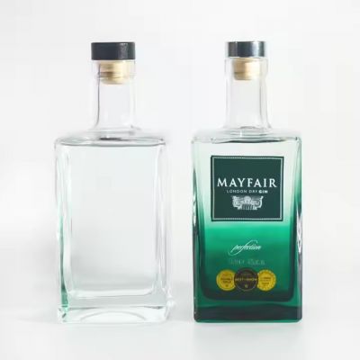 Green gradient empty thick bottom glass bottle 500 ml 650 ml 700 ml spirits gin vodka bottle with stopper