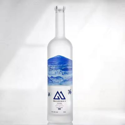 500 Ml 700 Ml 750 Ml Round Glass Bottle Frosted Plus Screen Print Design Rum Whiskey Gin Spirits Vodka