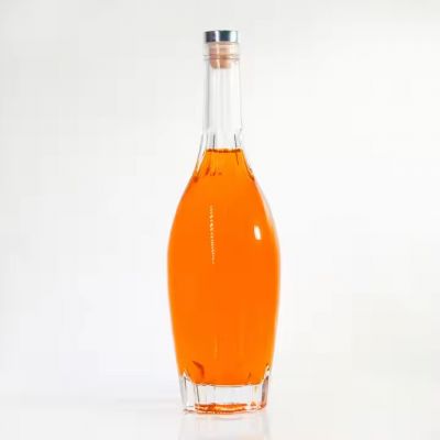 Custom Unique Design 350ml 500ml 750ml Round Shape Spirits Vodka Gin Tequila Spirits Water Glass Bottle with Cork