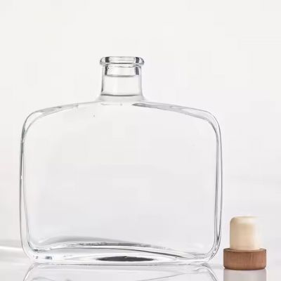 Distillery Use Custom Shape 300Ml Crystal Vodka Spirits Glass Bottle With Cork Cap