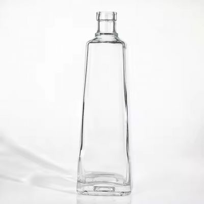 Custom Clear Square 500ml 750ml Wine Vodka Glass Bottle for Liquor Empty Gin Whiskey Spirit Bottles with Glass Cap