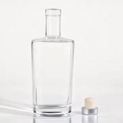 Hot Sale neck botella 375ml 500ml 750ml whiskey spirits glass bottles with cork lid