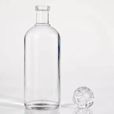 Crystal Clear 750ml Glass Bottle Premium Rum Bottle Whiskey Vodka Bottle with Cork