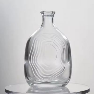 Super Flint Elegant Flat Shape 375ml 500ml 750ml 1000ml Glass Bottles for Vodka Gin
