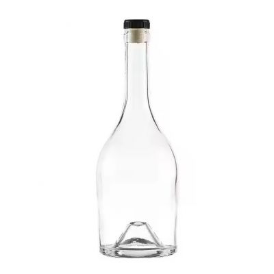 Burgundy Bottle Custom clear Round Vodka Liquor Wine Glass Bottle with Cap