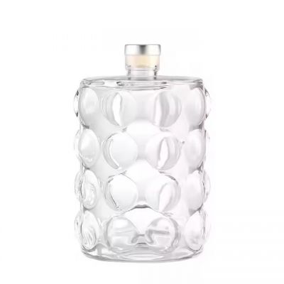 500ml Whisky Vodka Fruit Wine Round Shape Clear Glass Bottle With Cork Thickened Beverage Bottle