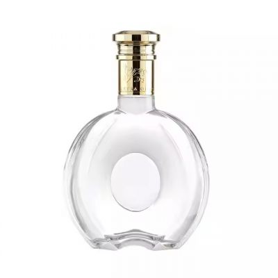 Manufacturers Produce 700ml Transparent Liquor Glass Bottles Wholesale Supply Crystal White Material Oblate Brandy Bottles