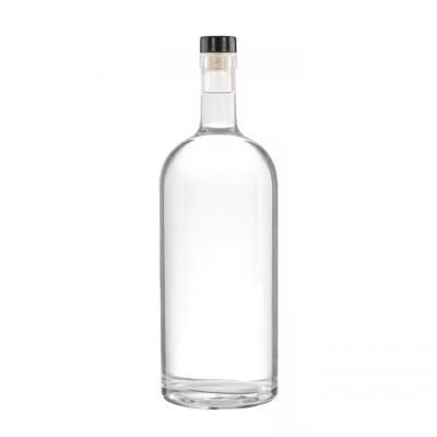 Wholesale Custom 500ml 700ml 750ml 1000ml Empty Glass Round Liquor Bottle Vodka Gin Bottle with Cork Gin Glass Bottle Factory