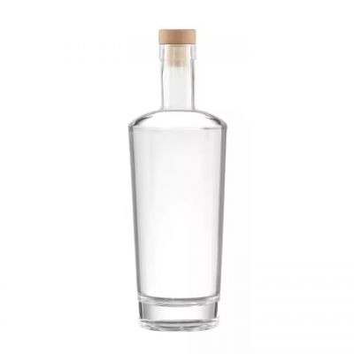 China Factory Good Quality Transparent Vodka Frosted Glass Beverage Bottle With Cork Top