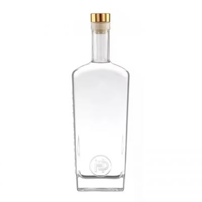 Top Selling Screen Print Square Whisky Unique Shape Liquor Glass Bottle