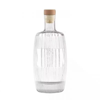 Factory Direct Wholesale Vertical Line 500ml 750ml Empty Glass Decorative Wine Bottles