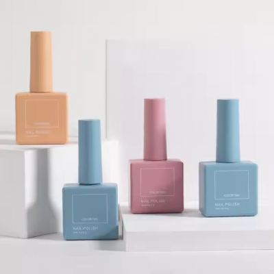 15ml Custom Color Square Orange Empty Nail Gel Polish Bottle With Logo