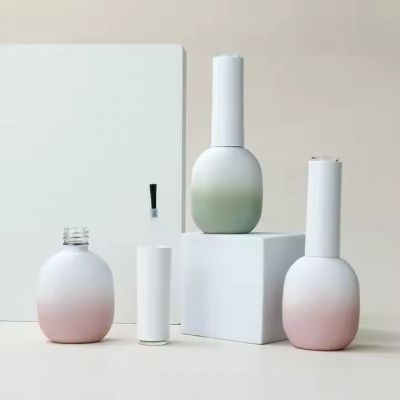 Custom logo Empty Luxury Nail Polish Bottle 10ml Matte White Gradient Gel Polish Bottle